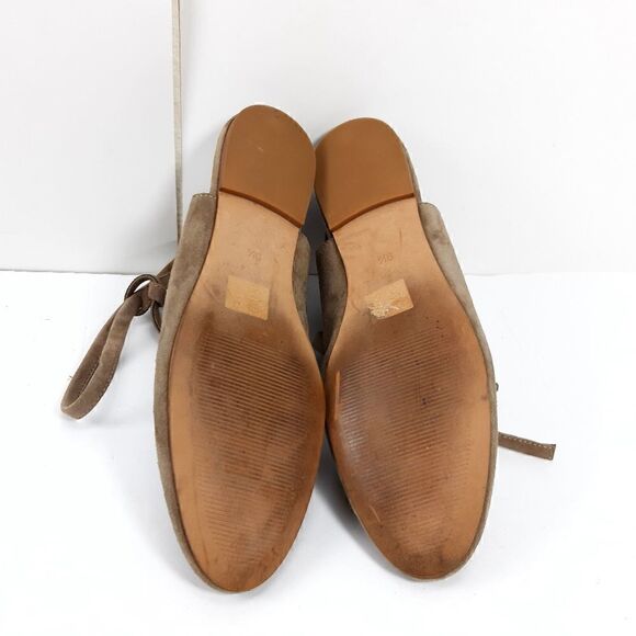 Madewell Women's April Ankle Wrap Flat Suede Leather Taupe Lace Up Flats Us9,5 - Picture 13 of 14